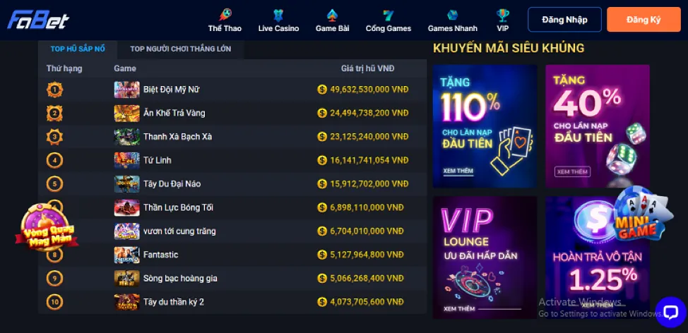 Phần thưởng và jackpot hấp dẫn tại 33win chính thức